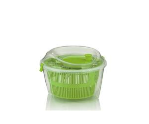 kela salad spinner with lid 24.5cm, left and right turning, salad spinner, plastic sieve for salad spinners or colanders for vegetables, fruit, penne, MAILIN, green