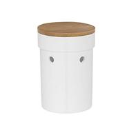 kela Salena 12067 Onion Pot Diameter 15 cm Ceramic White Round Removable Bamboo Lid Side Air Holes