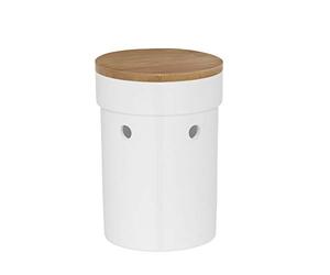 kela Salena 12067 Onion Pot Diameter 15 cm Ceramic White Round Removable Bamboo Lid Side Air Holes