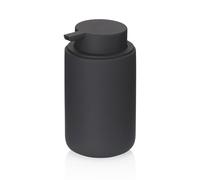 kela Sana Soap Dispenser, 300 ml, Ø 9 cm, Ceramic, Black, Rubberized Surface, with Pump Head Black, 23959