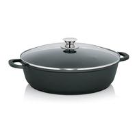 kela Serving pan 36 cm, Induction braising pan with lid KERROS, cast Aluminium Coated, Paella pan with high Rim