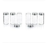 kela Spice Jars with Shaker Insert 6 Pieces, Spice Shaker fine & coarse, Stainless Steel lid, Spice jar Round, Spice jar Set, Fidelis