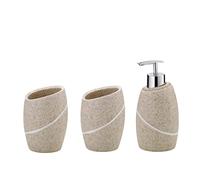 kela Talus 390230 Bathroom Set 3-Piece Polyresin Beige 2x Cups 1x Soap Dispenser 300 ml