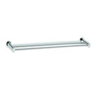 kela towel rail double 59.5cm, towel rail with 2 towel rails, towel rail without drilling, wall mounting, MAKIRA, shiny chrome-plated brass