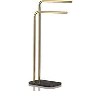 Kela towel rail standing 82.5cm, towel rail with marble base & 2 towel rails, LIRON, towel rail black - gold