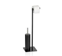 kela WC set with toilet roll holder and brush pot 71cm, toilet brush black with closed toilet brush holder STYLE, matt metal