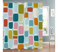 KELAIMI Bohemian Colorful Abstract Geometric Shower Curtain,Mid-Century Modern Geometric Bathroom Curtains with Hooks,Retro Waterproof Polyester Fabric Bathtub Curtains Style 6 200X200Cm