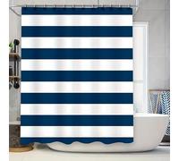 KELAIMI Navy Blue White Striped Shower Curtain,Simple Farmhouse Bathroom Curtain,Waterproof Quick-Drying Classic Cabana Stripe Aesthetic Bath Curtain with Hooks Blue 200X200Cm
