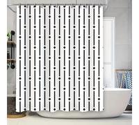 KELAIMI Simple Black Stripes Shower Curtain,Black White Geometric Bathroom Curtain,Waterproof Quick-Drying Simple Vertical Stripe Bath Curtain with Hooks Black 200X200Cm