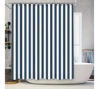 KELAIMI Simple Blue and White Striped Print Shower Curtain - Modern Striped Geometric Bathroom Curtain with Hooks - Farmhouse Bath Curtain with Hooks Blue 90X180Cm