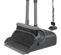 kelamayi Broom and Dustpan Set for Home, Office, Indoor&Outdoor Sweeping, Stand Up Broom and Dustpan (Black&Gray)