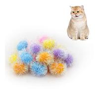 Kelamayi Cat Sparkle Balls,20pcs Cat's Favorite Toy Pom Poms Glitter 6cm Colorful Tinsel Balls,Lightweight and Multicolor Indoor Cat Toys for Pet Kitten