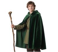 keland Cape Hobbit Lord of the Rings Costume with LOTR Leaf Brooch (Medium)