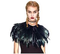 keland Gothic Feather Underarm Shawl Collar Necklace Halloween Costume Epaulettes, one size, Feather, Black 3
