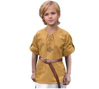 keland Medieval Shirt Children's Renaissance Shirt Boys Medieval Shirt Scottish Jacobin Top, Z-yellow, 10-12 Jahre
