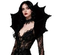 keland Victorian Collar Vampire Collar Gothic Velvet Malefic Cape Halloween Women (X-Black)