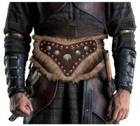 keland Viking Belt Wide Medieval Belt Leather Armour Belt for Men and Women, Brown 2, One Size