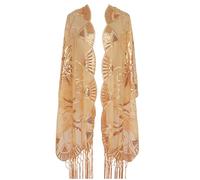keland Women's 1920s Formal Sequin Lace Fringe Scarf Embellished Cape Shawl Wrap for Evening Dresses (ZZ-Gold)