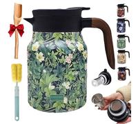 Kelansu Teapot, 2025 New Doresty Tea Thermos with Infuser, Vintage Floral Pattern Tea Thermos - Built-in Infuser, Stainless Steel Thermal Carafe with Lid for Hot Drinks (Style A, 1000ML)