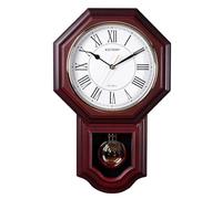 KELAOTE Regulator Wall Clock with Pendulum & Westminster Chime Hourly,Imitation Red Wood Plastic Wall Clock Battery Operated,Vintage Decorative Wall Clocks for Living Room,Farmhouse,Office