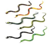 Kelawoly 12 Pcs Realistic Rubber Snakes Lifelike Fake Snake Toys with Detailed Scales for Scaring Birds Garden Decor Party Prank Halloween Props (6pcs)