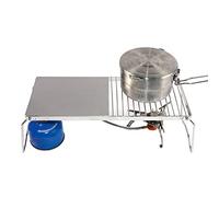 Kelawoly 2 in 1 Outdoor Folding Stove Stand Barbecue Grill, Camping Table Pot Holder with Stainless Steel Firewood Bracket for Hiking Picnic BBQ Party 44x18x16cm