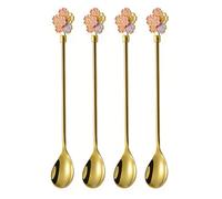 Kelawoly 5 Stainless Steel Long Spoons 304 Stainless Steel Coffee Teaspoons with Mirror Polish for Stirring Coffee Milk Tea Desserts (Gold)