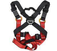 Kelawoly Children Harness, Black Red Polyester Full Body Safety Belt with Alloy Steel D-, Adjustable Leg Waist Straps for Rock Hiking Mountaineering (Black and red trumpet (3-10 years old))