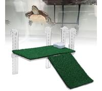 Kelawoly Hanging Basking Platform, Adjustable Bracket with Removable Grass Mat for Aquatic Turtles, Stable Ramp for Sun Exposure