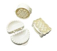 Kelawoly Mini Hand Pie Maker Mold 3 Pcs Hinged Pie Press with ABS Plastic Cuts and Seals Dough for Baking Picnic Lunchbox Treats (Beige)