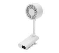 Kelawoly Mini Handheld Clip Fan USB Desk Fan Portable with Flexible Hose 360 Rotation Digital Display Screen 1200mAh Battery, with Sturdy Hose Clamp for Office Study Travel Outdoor (White)