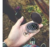 Kelawoly Pocket Compass, Vintage Zinc Alloy Portable Navigation Tool for Hiking Camping Travelers 6x4.5cm