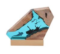 Kelawoly Resin Wood LED Ocean Diver Night Light, Deep Sea Cave Diving Lamp with 6 Brightness Levels, Handmade USB Powered for Home Office Decor Birthday Gift