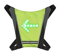 Kelawoly USB Rechargeable LED Turn Signal Bike Pack，Reflective Safety Backpack with Wireless Remote Control for Night Cycling Running (Yellow)