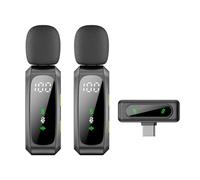 Kelawoly Wireless Lavalier Microphone 64dB SNR Noise Reduction 25ms Latency 2.4GHz Dual Clip On Mics with 30M Transmission, LED Display for Live Streaming Vlog Recording