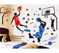 KeLay Fs 3D Basketball Wall Decals Sports Decor Basketball Player Wall Stickers Basketball Wall Decals Wallpaper for Boys Kids Room Decor (Blue1+Red)