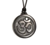 Keled Rocks Om Symbol Shungite Pendant Necklace, Black Natural Stone, 1.45 Inch Hand-Engraved Design with Adjustable Cord 12-26 Inch, for Spiritual Prayer