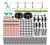 Keleef 315 PCS Irrigation System Kit, Automatic Watering System with 197FT 4/7mm & 50FT 8/12mm Pipes, Water Flow Adjustable, Drip Irrigation System for Garden Greenhouse Yard Lawn Potted Plants