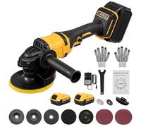 Keleef Cordless Angle Grinder, 21V Angle Grinder with 2x500mAh Batteries, 30000RPM Angle Grinders, 125mm Disc Diameter, 45mm Cutting Depth, Grinder Tool for Stone Meta Concrete and Tiles