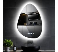 Keleef LED Bathroom Mirror 70 * 50cm, Oval Bathroom Mirror with LED Lights 3 Colour Light Dimmable, Anti-Fog, Memory Function, Wall Mirror with Lights for Bathroom