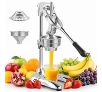 Keleef Manual Juicer Hand Press Lemon Juicer Squeezer, Heavy Duty Aluminum Alloy Citrus Juicer with Lever, Fruit Press with 304 SS Strainer for Orange Lemon Citrus Pomegranate Watermelon, Silver