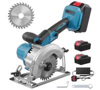Keleef Mini Circular Saws 21V Cordless Circular Saw with Battery & Charger 7000RPM Electric Saw with 125mm Blade, Cut Depth 50mm (90°), 40mm (45°), Power Saw for Wood, Soft Metal, Tile, Plastic Corded