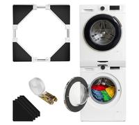 Keleef Washing Machine Dolly, Universal Stacking Kit for Washer and Dryer with Ratchet Ropes, Adjustable Furniture Moving Wheels Fit for 21-27in cm Washing Machine and Tumble Dryers
