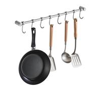 Kelelife Tableware Hanging Rack with 8 Removable Hooks, Kitchen Rail Pan Hanger Stainless Steel Wall Mounted Coat Hat Rack Bar Organiser for Hanging Tools, Knives, Pot, Brushed Nickel