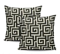 KELEMO Home Set of 2 Pillow Case Fashion Greek Key Black Throw Pillow Covers Cushion Decorative Pillowcase Square 18 x 18 Inches