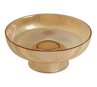Kelendle Glass Footed Bowl Round Pedestal Bowl Clear Fruit Bowl Decorative Serving Dish Dessert Display Stand Snacks Nuts Plate for Kitchen Counter Centerpiece Table Decor Amber 10.2inch
