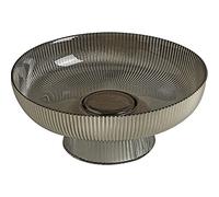 Kelendle Glass Footed Bowl - Round Pedestal Fruit Bowl Clear Decorative Serving Dish Dessert Display Stand Snacks Nuts Plate for Kitchen Counter Centerpiece Table Decor Grey 10.2inch