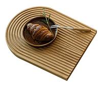 Kelendle Wood Chopping Block with Grooves Bread Dessert Tray Display Modern Breakfast Serving Plate Candle Trays Home Decor Wood Serving Tray for Cake Coffee Fruits Pizza Semicircular