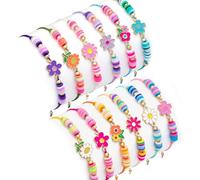 KELENO 12 Pcs Kids Bracelet for Girls Toddler Jewelry Groovy Flower Princess Party Favors Friendship Bracelets Adjustable Pretend Play Goodie Bag Classroom Reward