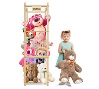 Kelens 59" Stuffed Animal Storage, Wood Stuffed Animal Zoo Holder, 3-Storey Large Capacity Stuffed Animal Organizer, Toy Storage for Nursery Playroom Bedroom